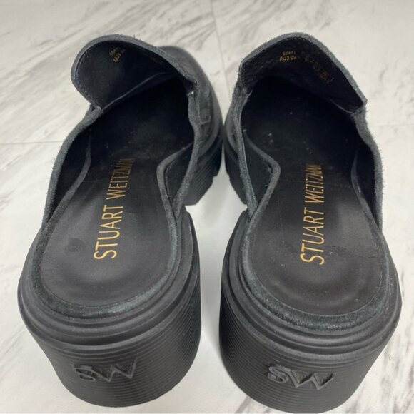 Stuart Weitzman Soho Black Suede Platform Heeled Mule 7B - Picture 12 of 14